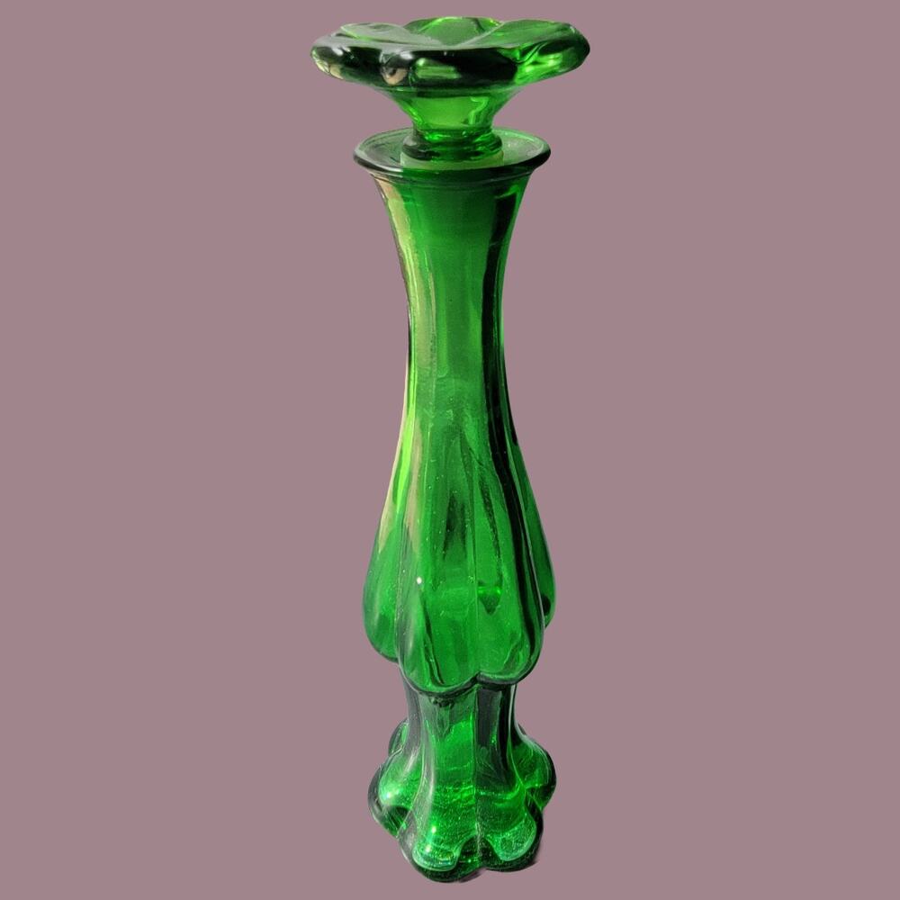 Vintage 1960s Avon Emerald Bud Vase "Here's My Heart" Cologne Decanter